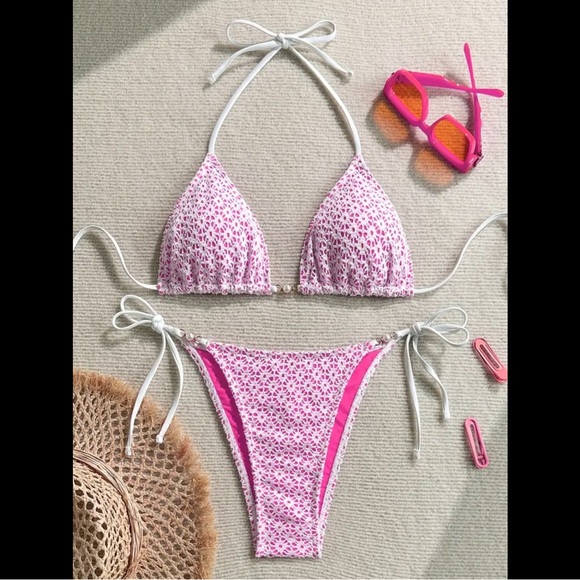 Other - Pink & White, Knit Lined, Bikini Set